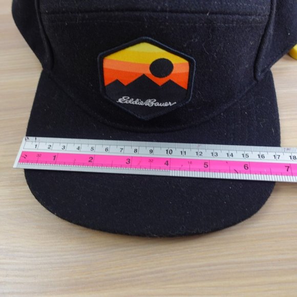 Eddie Bauer Cap Black Baseball Wool Hiking Graphic Snapback 5 Panel Hat Sunrise - Picture 4 of 10